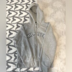 Grey Tommy Hilfiger Zip-Up Hoodie, with a tick wool inside